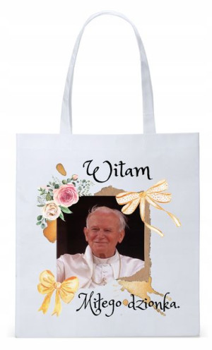 Jan Paweł Ii Papież Papaj Torba Eco Biała Shopper