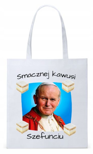 Jan Paweł Ii Papież Papaj Torba Eco Biała Shopper