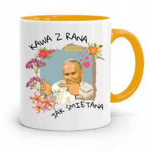 Kubek Żółty Jan Paweł Ii Papież Kawa Z Rana