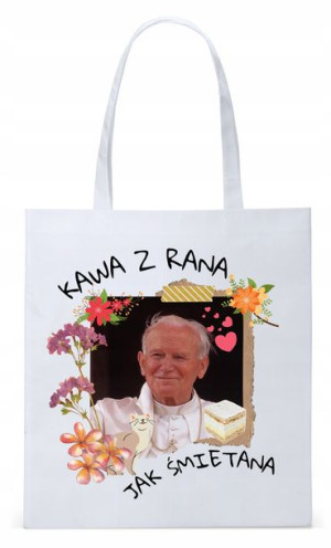 Jan Paweł Ii Papież Papaj Torba Eco Biała Shopper