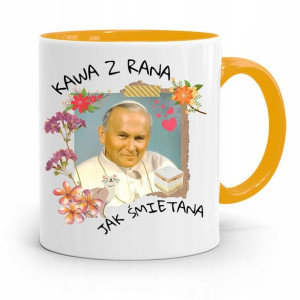 Kubek Żółty Jan Paweł Ii Papież Kawa Z Rana