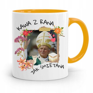 Kubek Żółty Jan Paweł Ii Papież Kawa Z Rana