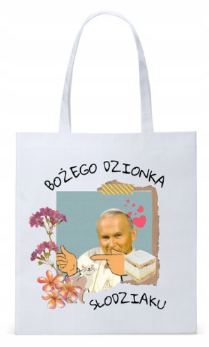 Jan Paweł Ii Papież Papaj Torba Eco Biała Shopper