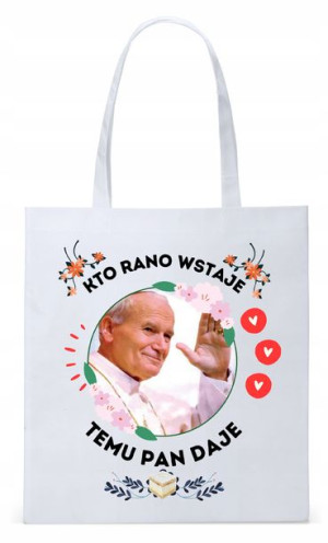 Jan Paweł Ii Papież Papaj Torba Eco Biała Shopper
