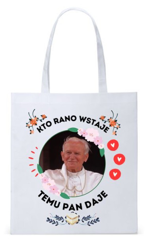 Jan Paweł Ii Papież Papaj Torba Eco Biała Shopper
