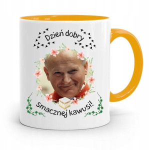 Kubek Żółty Jan Paweł Ii Papież Papaj Dzień Dobry