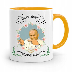 Kubek Żółty Jan Paweł Ii Papież Papaj Dzień Dobry