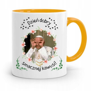 Kubek Żółty Jan Paweł Ii Papież Papaj Dzień Dobry