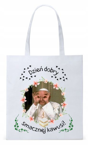 Jan Paweł Ii Papież Papaj Torba Eco Biała Shopper