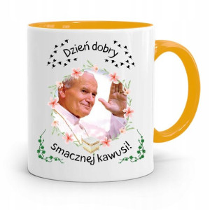 Kubek Żółty Jan Paweł Ii Papież Papaj Dzień Dobry