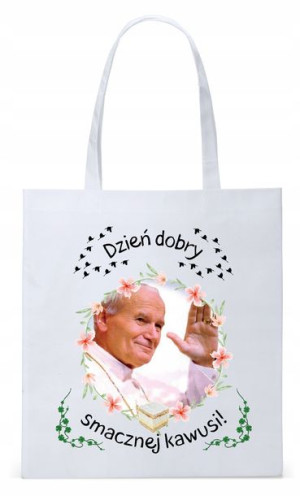Jan Paweł Ii Papież Papaj Torba Eco Biała Shopper