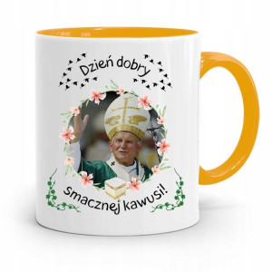 Kubek Żółty Jan Paweł Ii Papież Papaj Dzień Dobry