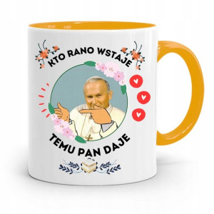 Kubek Żółty Jan Paweł Ii Papież Temu Pan Daje