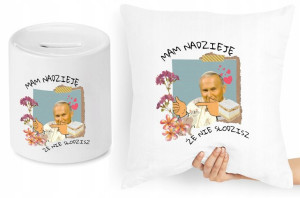 Jan Paweł Ii Zestaw Poduszka + Skarbonka Prezent