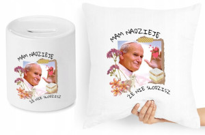 Jan Paweł Ii Zestaw Poduszka + Skarbonka Prezent