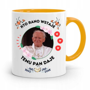 Kubek Żółty Jan Paweł Ii Papież Temu Pan Daje