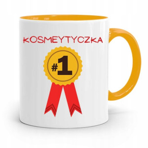 Kubek Żółty Kosmetyczki Kosmetyczka Numer Jeden