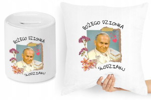 Jan Paweł Ii Zestaw Poduszka + Skarbonka Prezent