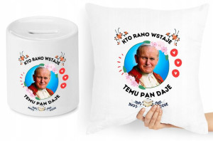 Jan Paweł Ii Zestaw Poduszka + Skarbonka Prezent