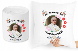 Jan Paweł Ii Zestaw Poduszka + Skarbonka Prezent