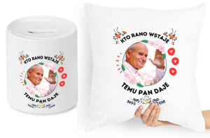 Jan Paweł Ii Zestaw Poduszka + Skarbonka Prezent