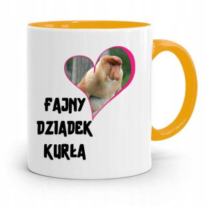 Kubek Żółty Na Dzień Dziadka Fajny Dziadek Kurła