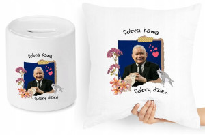 Jarosław Kaczyński Zestaw Poduszka + Skarbonka