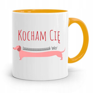 Kubek Żółty Na Walentynki Kocham Cię Bardzo!