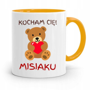 Kubek Żółty Na Walentynki Kocham Cię Misiaku