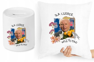 Jarosław Kaczyński Zestaw Poduszka + Skarbonka
