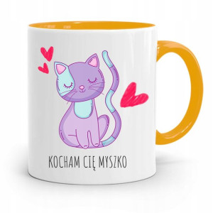 Kubek Żółty Na Walentynki Kocham Cię Myszko
