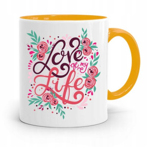 Kubek Żółty Na Walentynki Love My Life Prezent