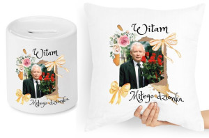 Jarosław Kaczyński Zestaw Poduszka + Skarbonka