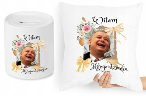 Jarosław Kaczyński Zestaw Poduszka + Skarbonka