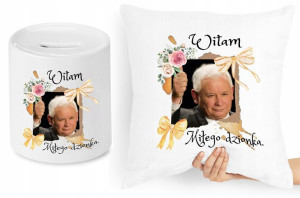 Jarosław Kaczyński Zestaw Poduszka + Skarbonka