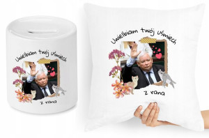 Jarosław Kaczyński Zestaw Poduszka + Skarbonka