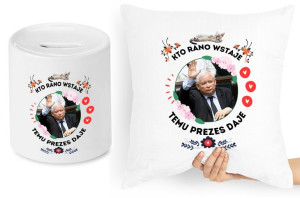 Jarosław Kaczyński Zestaw Poduszka + Skarbonka