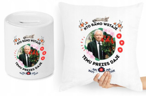 Jarosław Kaczyński Zestaw Poduszka + Skarbonka