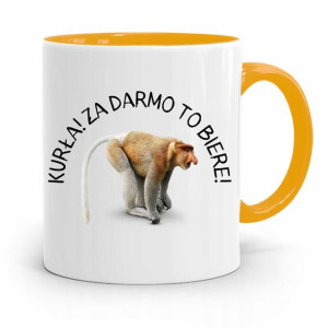 Kubek Żółty Nosacz Janusz Kurła Za Darmo To Biere!