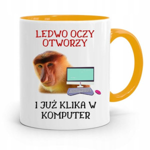 Kubek Żółty Nosacz Janusz Ledwo Oczy Otworzy
