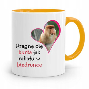 Kubek Żółty Nosacz Janusz Pragnę Cię Kurła!