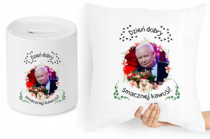 Jarosław Kaczyński Zestaw Poduszka + Skarbonka