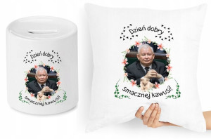 Jarosław Kaczyński Zestaw Poduszka + Skarbonka