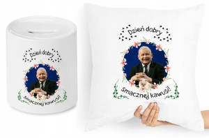 Jarosław Kaczyński Zestaw Poduszka + Skarbonka