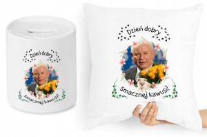 Jarosław Kaczyński Zestaw Poduszka + Skarbonka