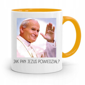 Kubek Żółty Papież Papaj Jan Paweł Ii Prezent