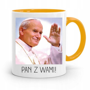 Kubek Żółty Papież Papaj Jan Paweł Ii Prezent