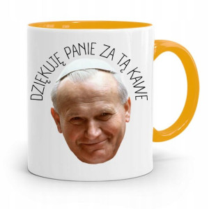 Kubek Żółty Papież Papaj Jan Paweł Ii Prezent