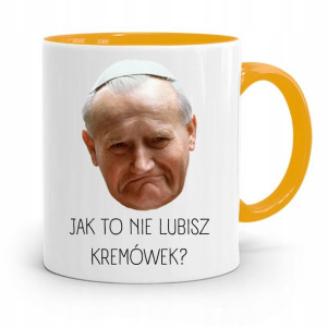 Kubek Żółty Papież Papaj Jan Paweł Ii Prezent