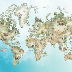 TAPETA fototapeta MAPA zwierzęta flizelina LATEX